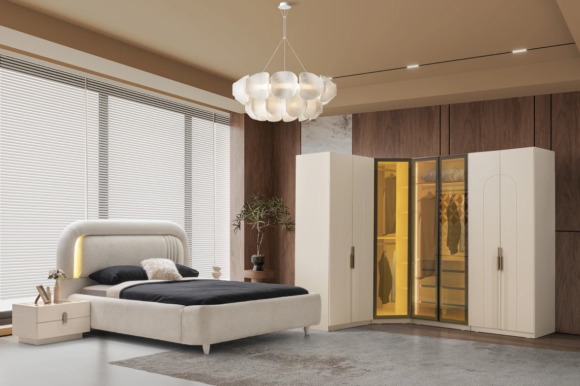 Luzzi Köşe Dolaplı Yatak Odası Takımı  