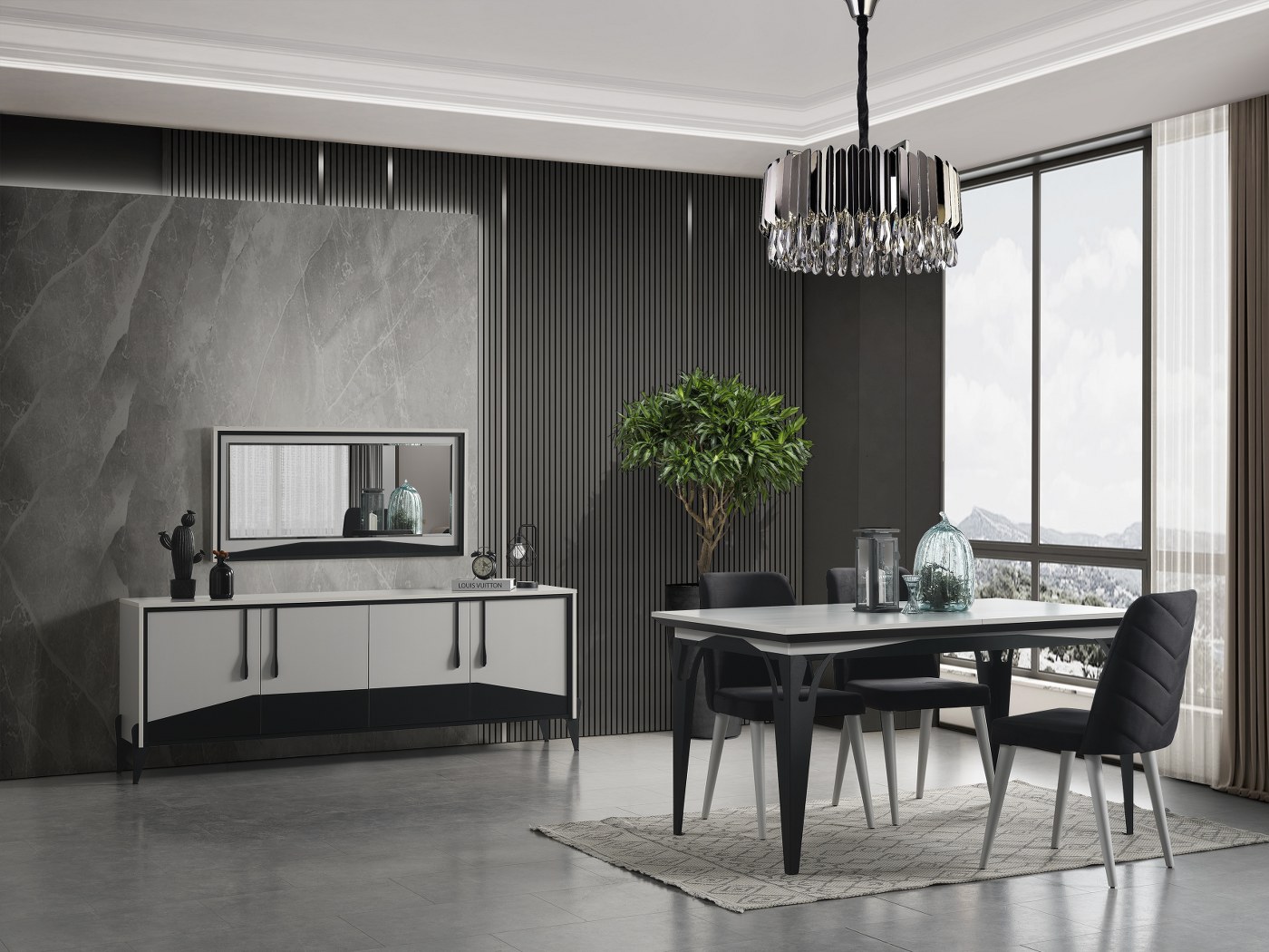 Clover Sis Gray Dining Room - Table & Chair